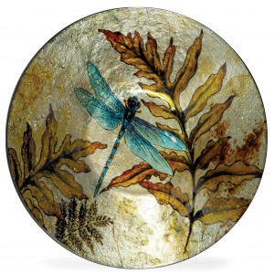 August Grove Decorative Round Blue/Brown Glass Plate AGGR3538